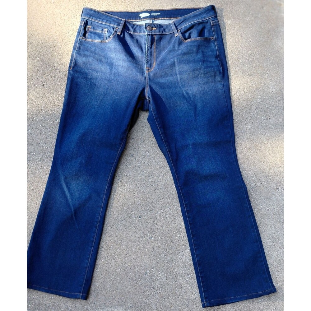 Old Navy Kicker Bootcut Jeans Womens 14 Short Blue Denim Mid Rise Stretch